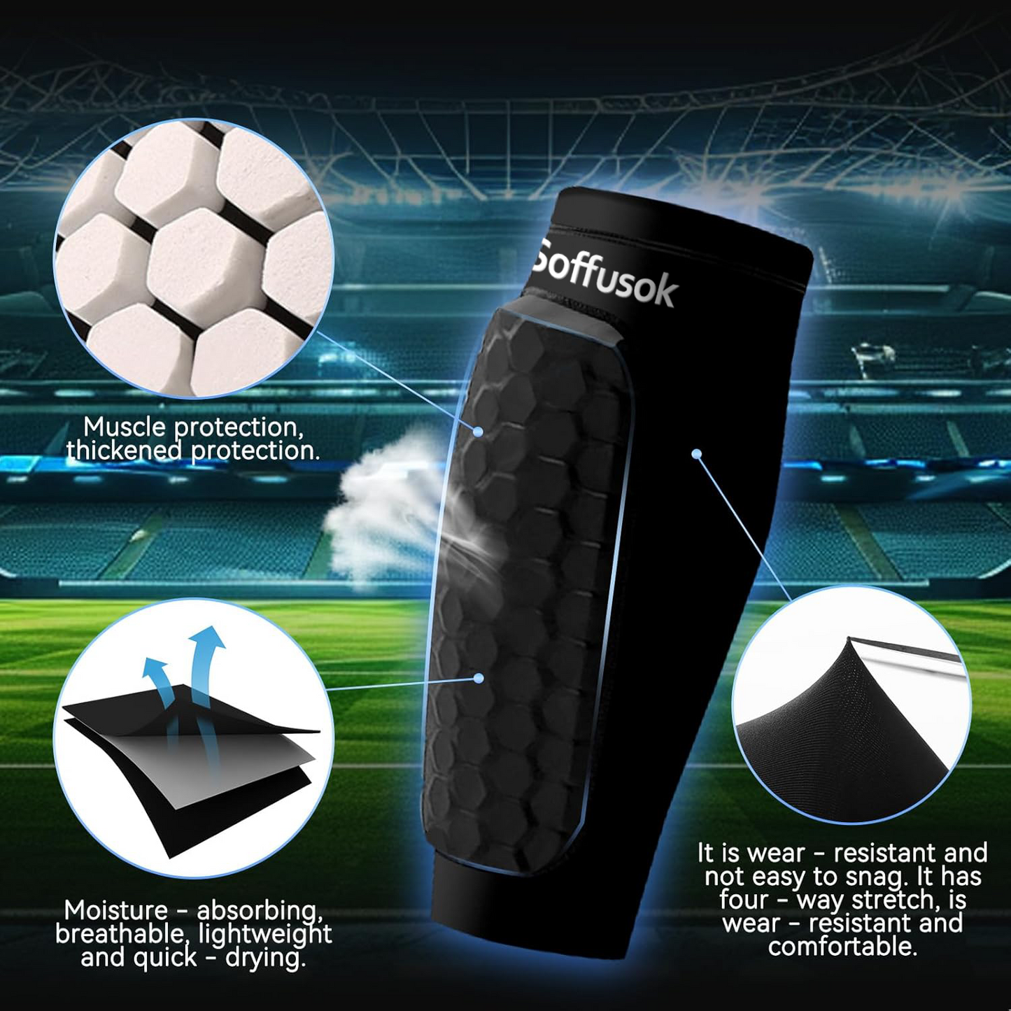 Shin guards kids football - Breathable & non-slip Shin guards soccer men | Designed for growing soccer players(72g/1 pair)