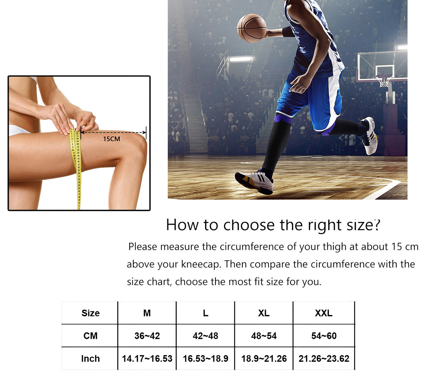 Knee Brace for Women Men Long Knee Compression Sleeve Support,Medical Knee Protector for Running Meniscus Tear Arthritis Joint Pain Relief (L)