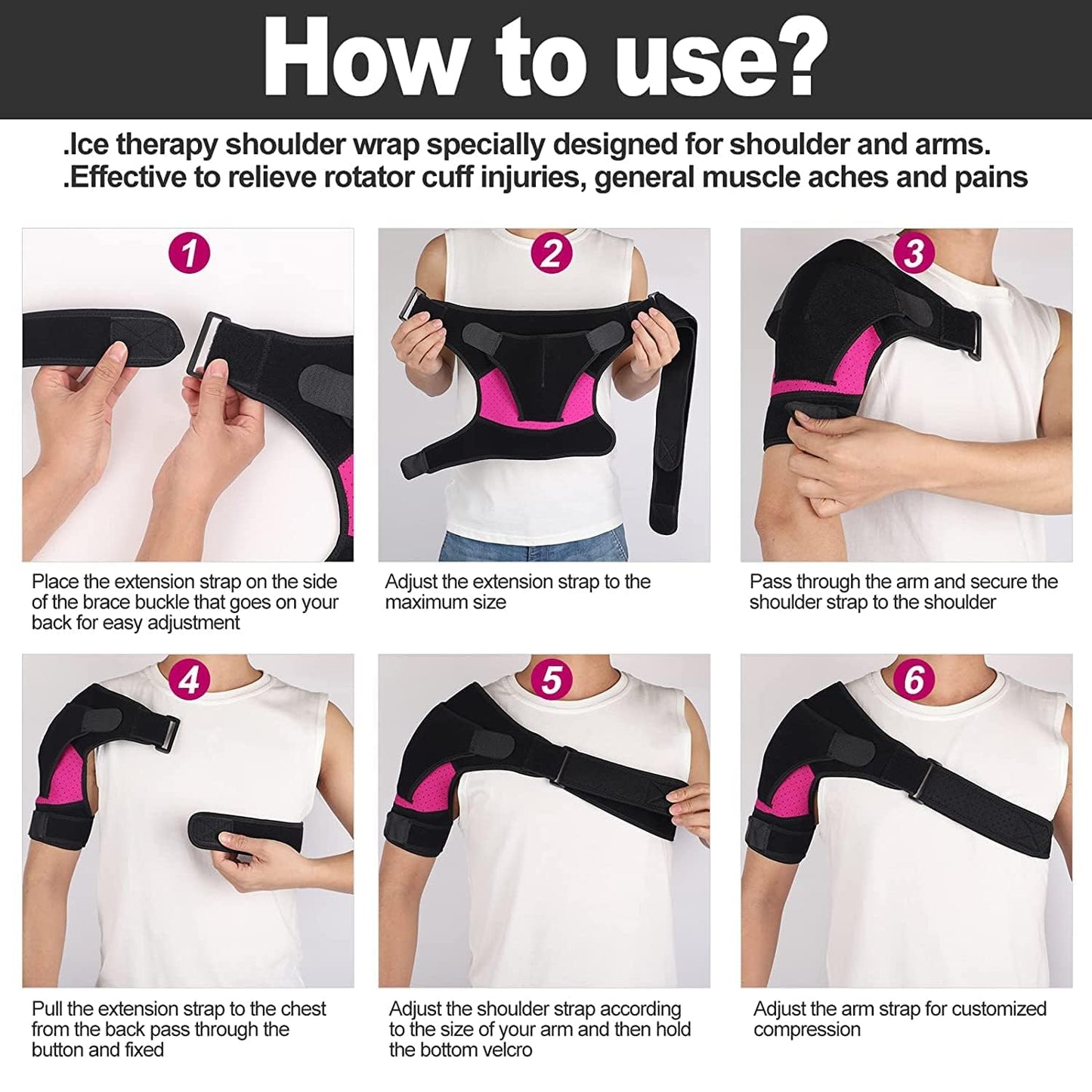 Shoulder Brace For Women and Men Adjustable Support Brace for Shoulder Left and Right Shoulder Compression Sleeve for Injury Prevention, Dislocated AC Joint, Tendonitis, Fracture, Sprain