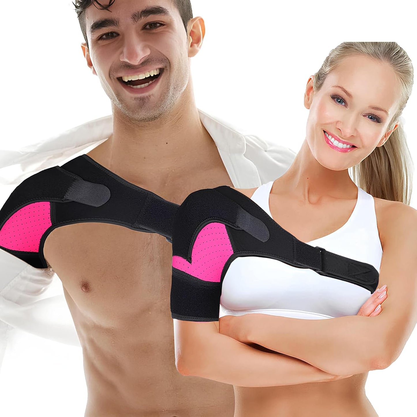 Shoulder Brace For Women and Men Adjustable Support Brace for Shoulder Left and Right Shoulder Compression Sleeve for Injury Prevention, Dislocated AC Joint, Tendonitis, Fracture, Sprain
