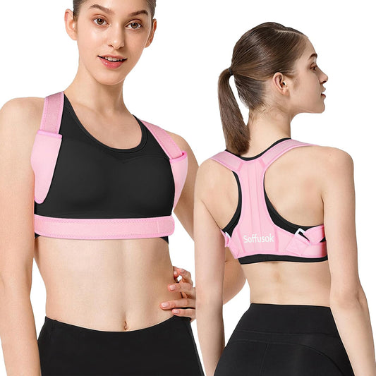 Posture Corrector for Women-Back Brace Support for Posturer-Adjustable Upper Back-Shoulder Straightener Posture Corrector,Improve Posture,Providing Pain Relief from Neck, Shoulder,Pink