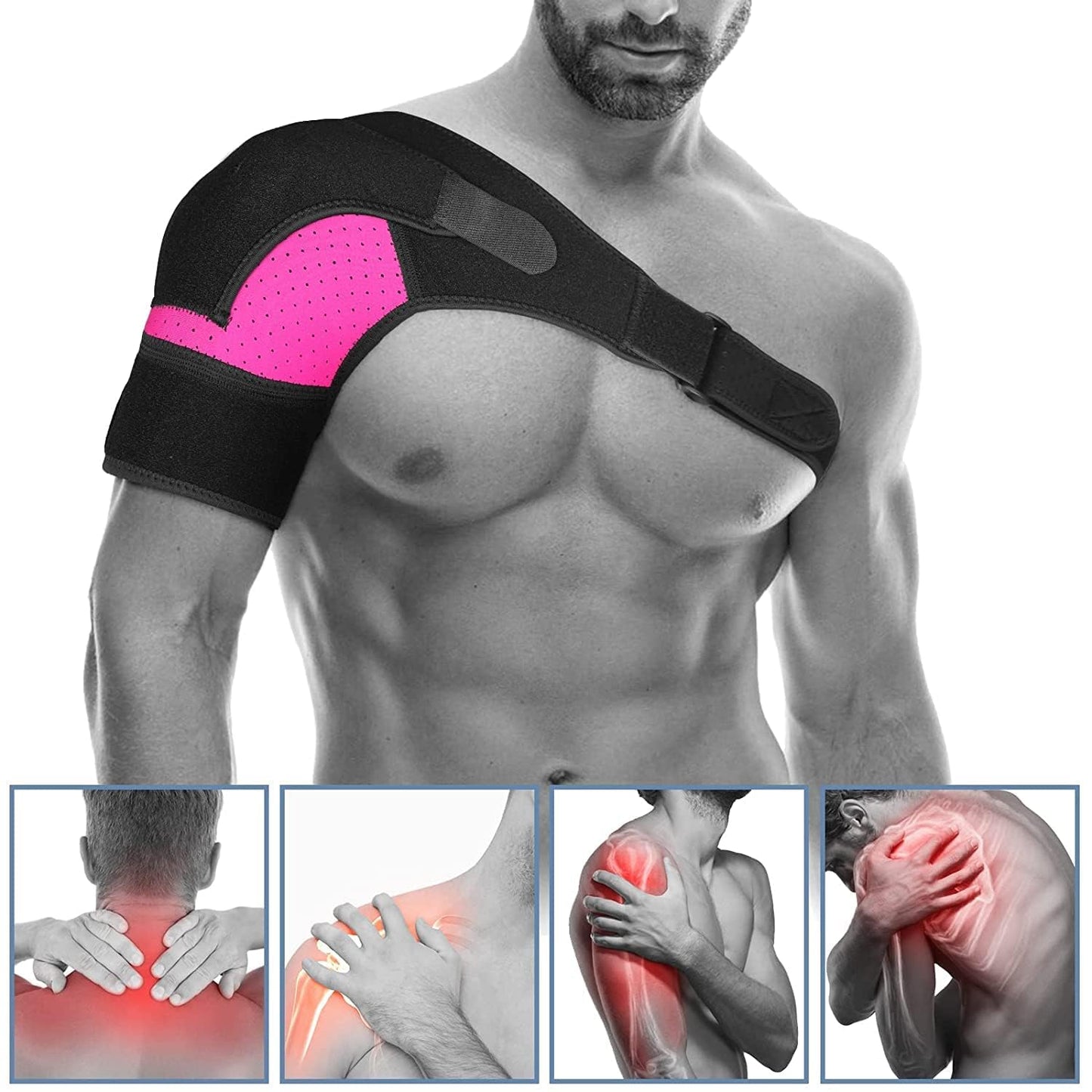 Shoulder Brace For Women and Men Adjustable Support Brace for Shoulder Left and Right Shoulder Compression Sleeve for Injury Prevention, Dislocated AC Joint, Tendonitis, Fracture, Sprain